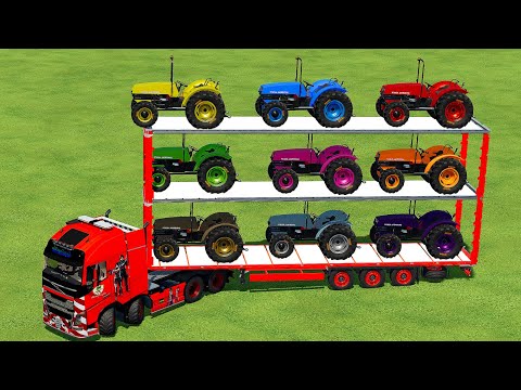 TRANSPORTING UNIVERSAL COLORED TRACTORS WITH VOLVO TRUCK – Farming Simulator 22