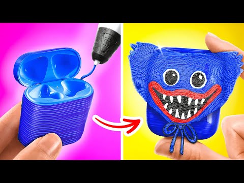 TRUCOS ASOMBROSOS CON BOLÍGRAFO 3D vs. PEGAMENTO CALIENTE || Funda de Huggy Wuggy casera por 123 GO!