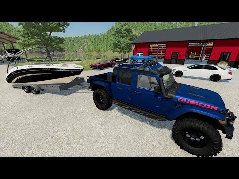 Using boat to find missing expensive car in lake | Farming Simulator 22