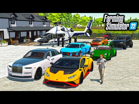 VALET STEALS CARS AT BILLIONAIRE PARTY! | $18,000,000 BUGATTI + LAMBORGHINI | Farming Simulator 22