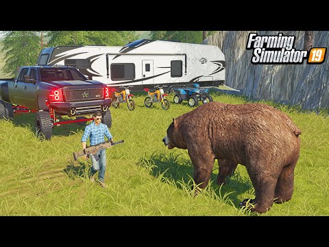 WILD BEAR HUNTING TRIP! (LUXURY CAMPERS) | FARMING SIMULATOR 2019