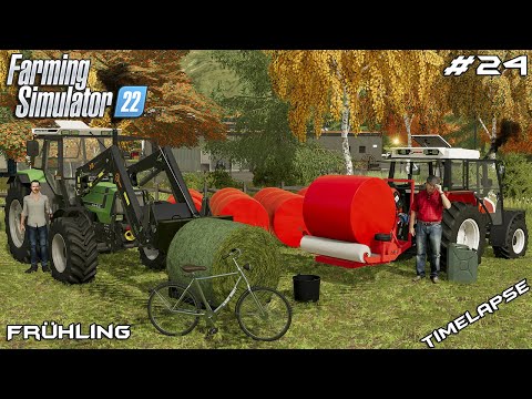 Wrapping GRASS bales with new WRAPPER | Animals on Frühling | Farming Simulator 22 | Episode 24