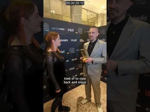 Thomas Puha reacts to Alan Wake 2 winning the Critics Choice award at the Golden Joysticks