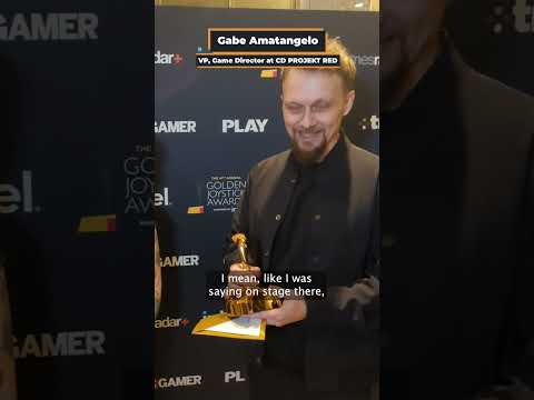 The moment when Cyberpunk 2077: Phantom Liberty won Best Game Expansion at the Golden Joysticks