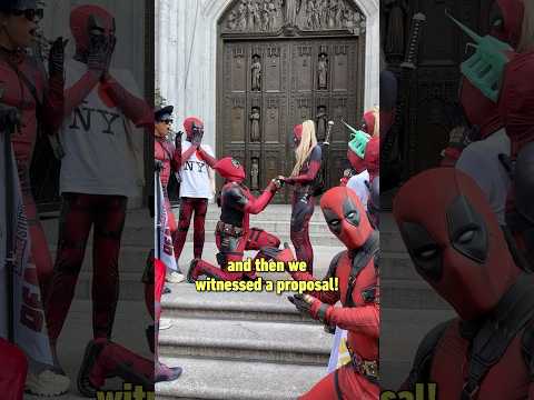 A Deadpool Proposal?! Deadpool variants take over NYC! #deadpool #nyc #marvel #movie #movies #nycc